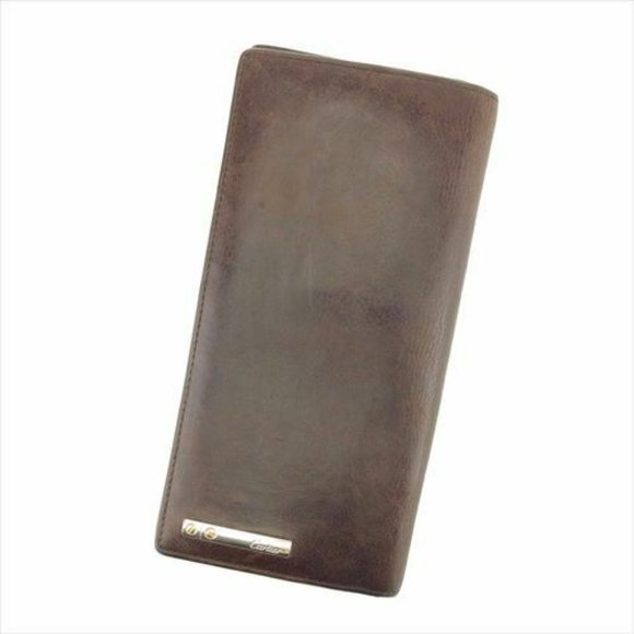 Cartier Wallet Purse Long Wallet Brown Woman unisex Authentic Used